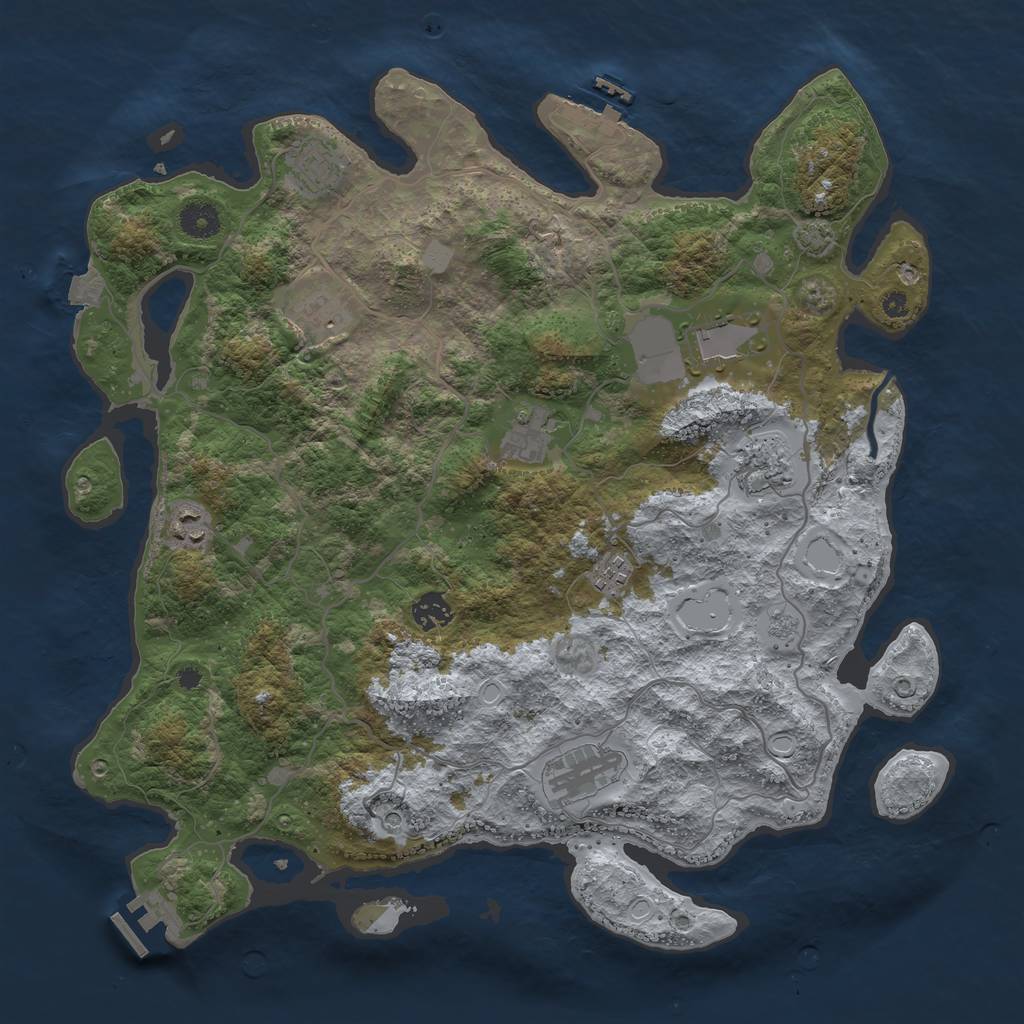 Rust Map: Procedural Map, Size: 4000, Seed: 78070624, 17 Monuments