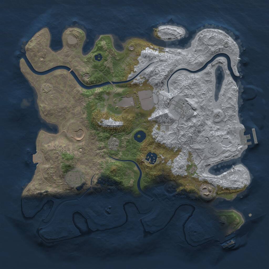 Rust Map: Procedural Map, Size: 3500, Seed: 1143560021, 13 Monuments