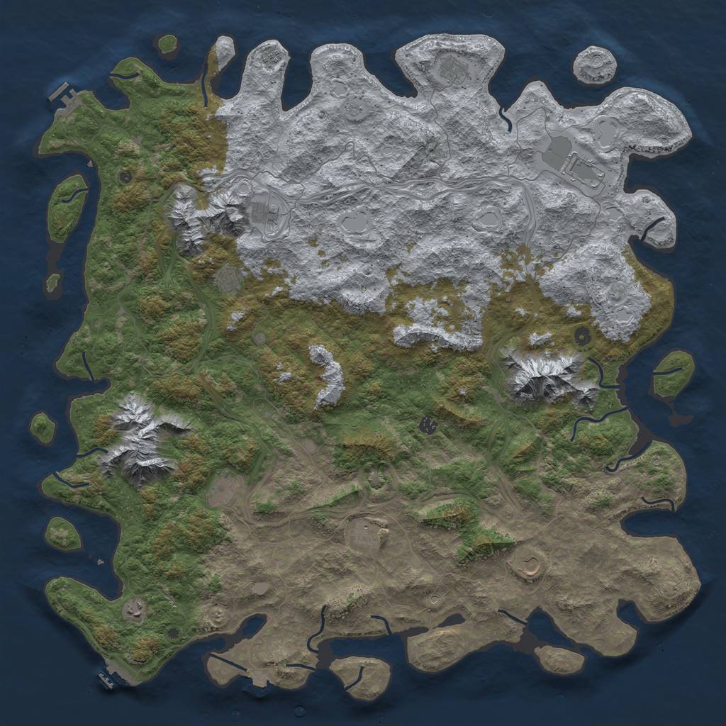 Rust Map: Procedural Map, Size: 6000, Seed: 1939406070, 19 Monuments