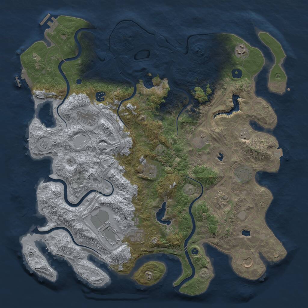 Rust Map: Procedural Map, Size: 4500, Seed: 3447231, 17 Monuments