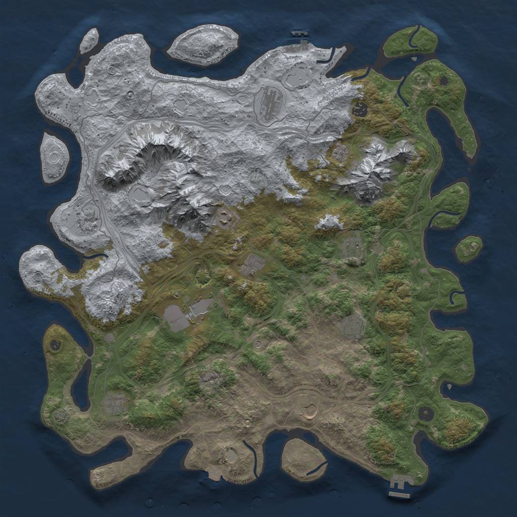 Rust Map: Procedural Map, Size: 5000, Seed: 785243, 19 Monuments