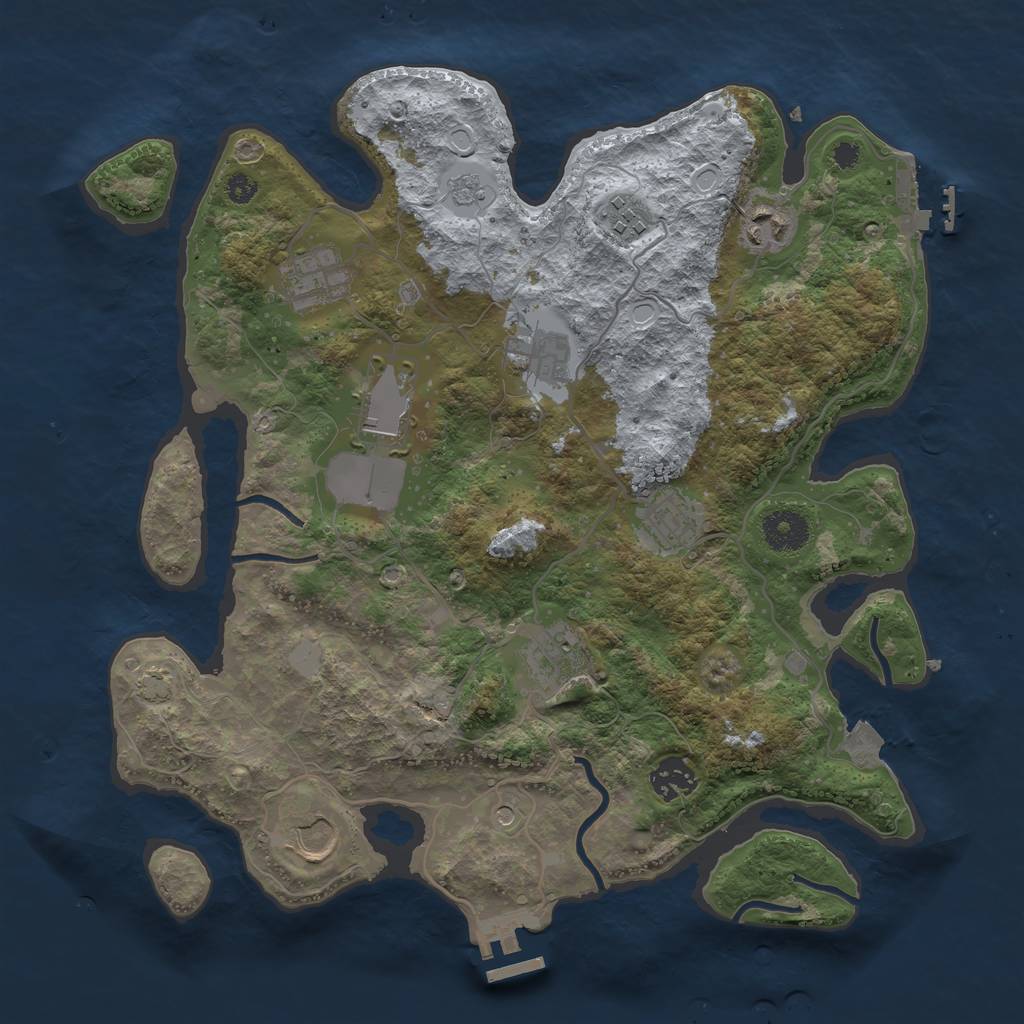 Rust Map: Procedural Map, Size: 3500, Seed: 1374301958, 17 Monuments