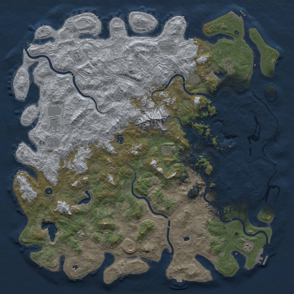 Rust Map: Procedural Map, Size: 6000, Seed: 113961260, 17 Monuments