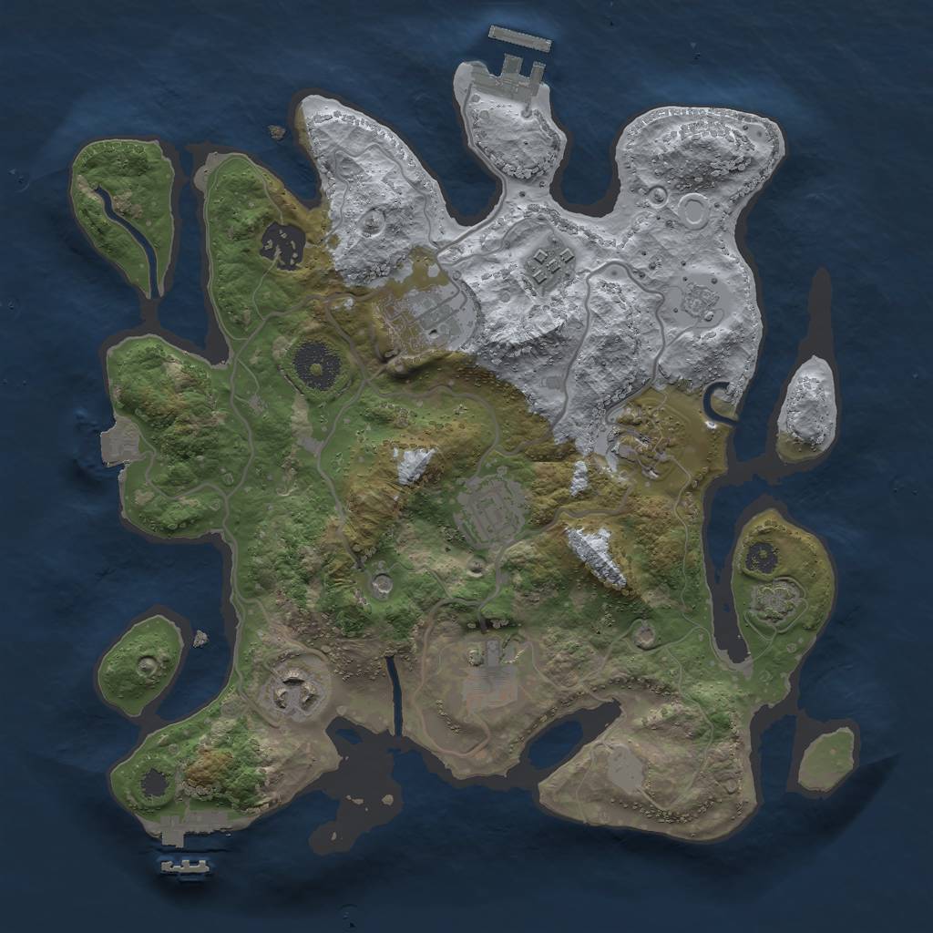 Rust Map: Procedural Map, Size: 3000, Seed: 1616834336, 15 Monuments