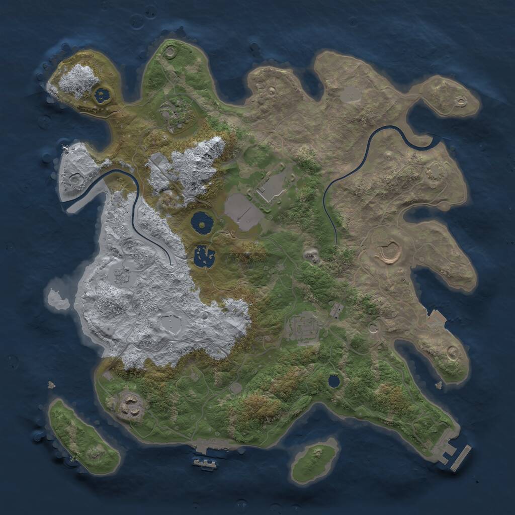 Rust Map: Procedural Map, Size: 3500, Seed: 1724777264, 12 Monuments