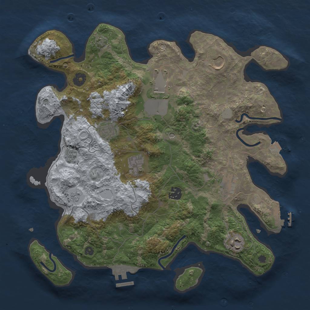 Rust Map: Procedural Map, Size: 3500, Seed: 1724777264, 16 Monuments