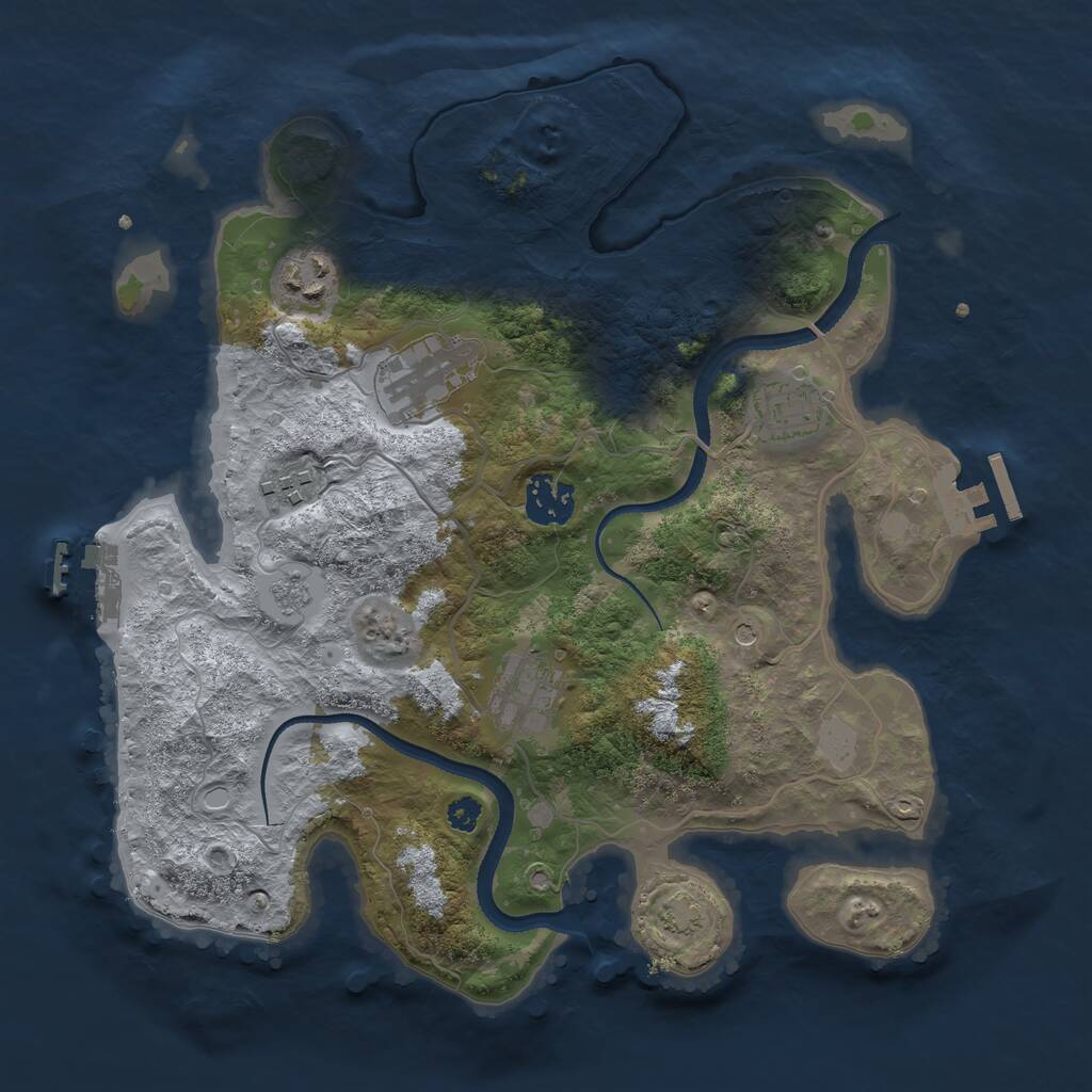 Rust Map: Procedural Map, Size: 3200, Seed: 887321, 12 Monuments