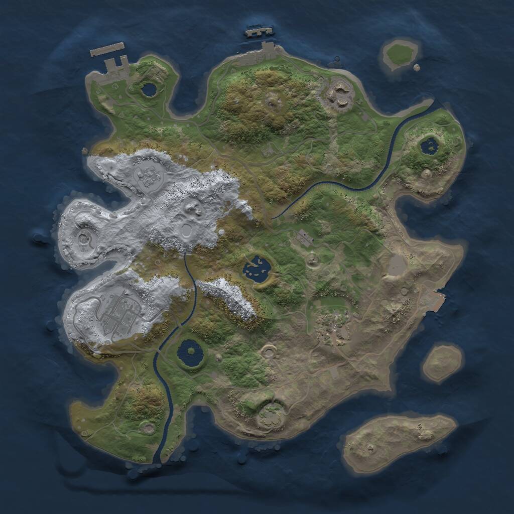 Rust Map: Procedural Map, Size: 3000, Seed: 86598, 10 Monuments