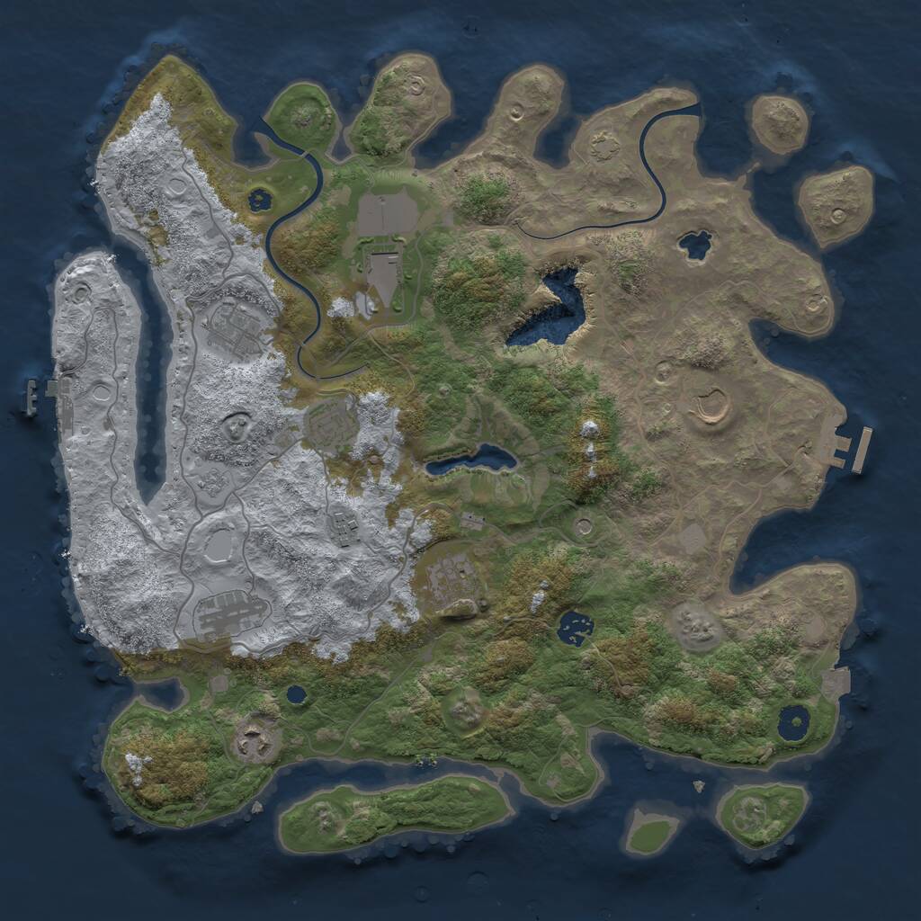 Rust Map: Procedural Map, Size: 4000, Seed: 864316789, 15 Monuments