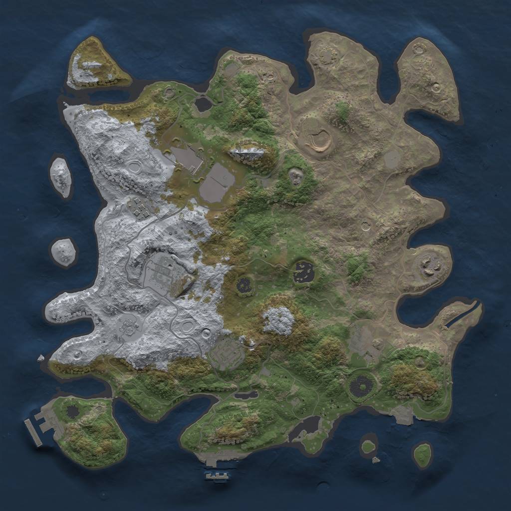 Rust Map: Procedural Map, Size: 3500, Seed: 1999796606, 16 Monuments