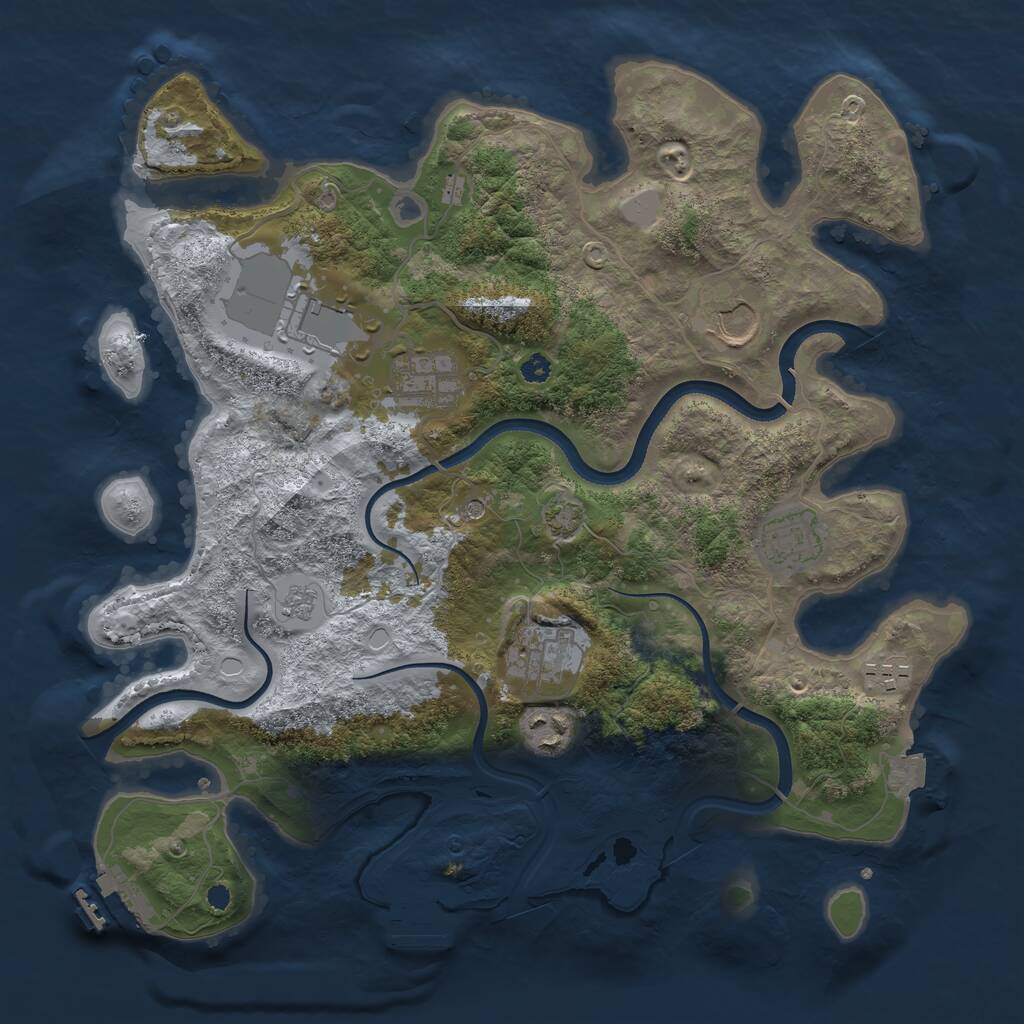 Rust Map: Procedural Map, Size: 3500, Seed: 1999796606, 13 Monuments