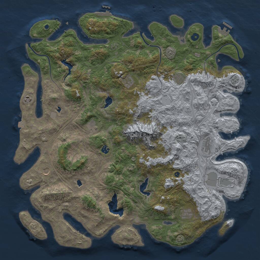 Rust Map: Procedural Map, Size: 5000, Seed: 2144446594, 16 Monuments