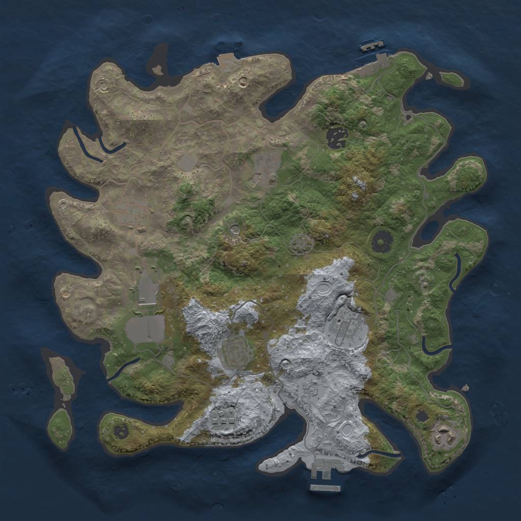 Rust Map: Procedural Map, Size: 3500, Seed: 359878431, 16 Monuments