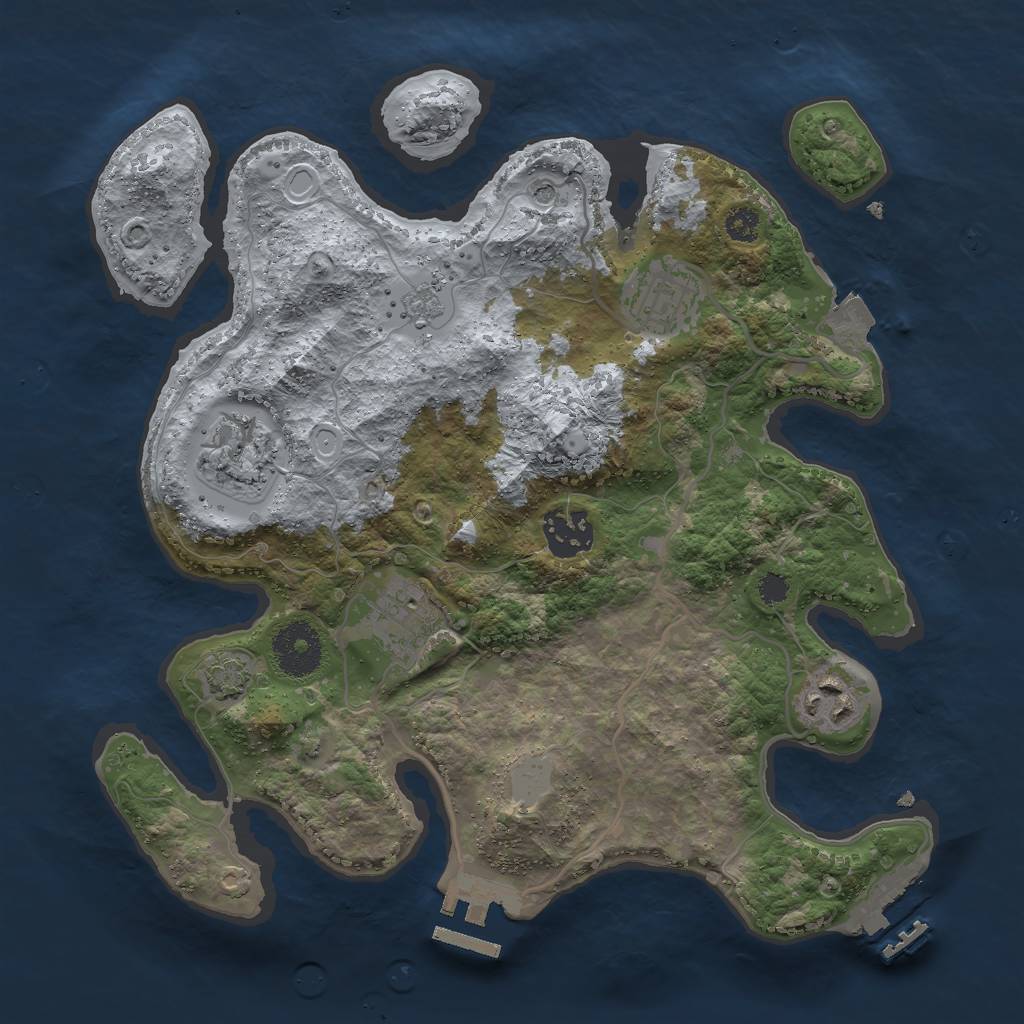 Rust Map: Procedural Map, Size: 3000, Seed: 2006348953, 13 Monuments