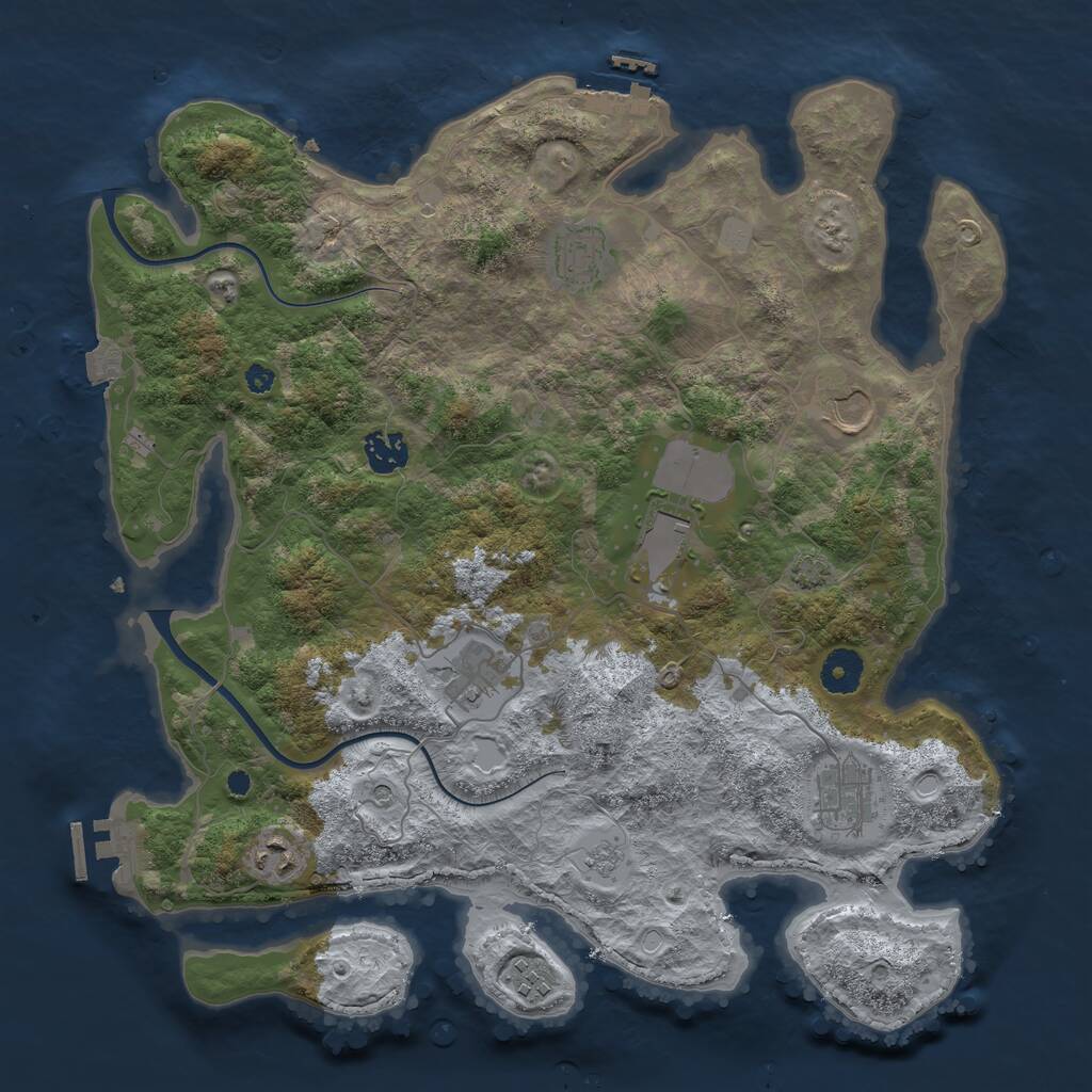 Rust Map: Procedural Map, Size: 3750, Seed: 726029958, 14 Monuments