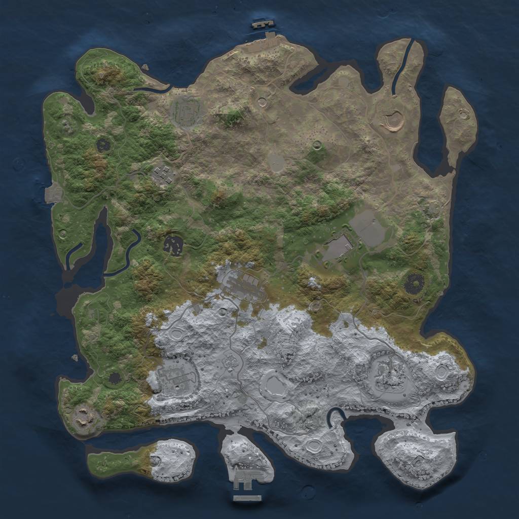 Rust Map: Procedural Map, Size: 3750, Seed: 726029958, 17 Monuments