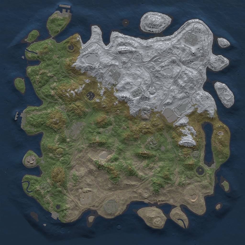 Rust Map: Procedural Map, Size: 4500, Seed: 542241470, 19 Monuments