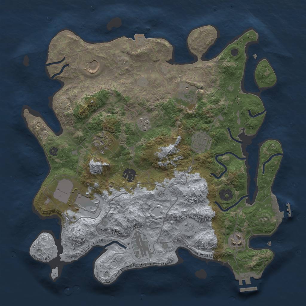 Rust Map: Procedural Map, Size: 3500, Seed: 1981736234, 17 Monuments