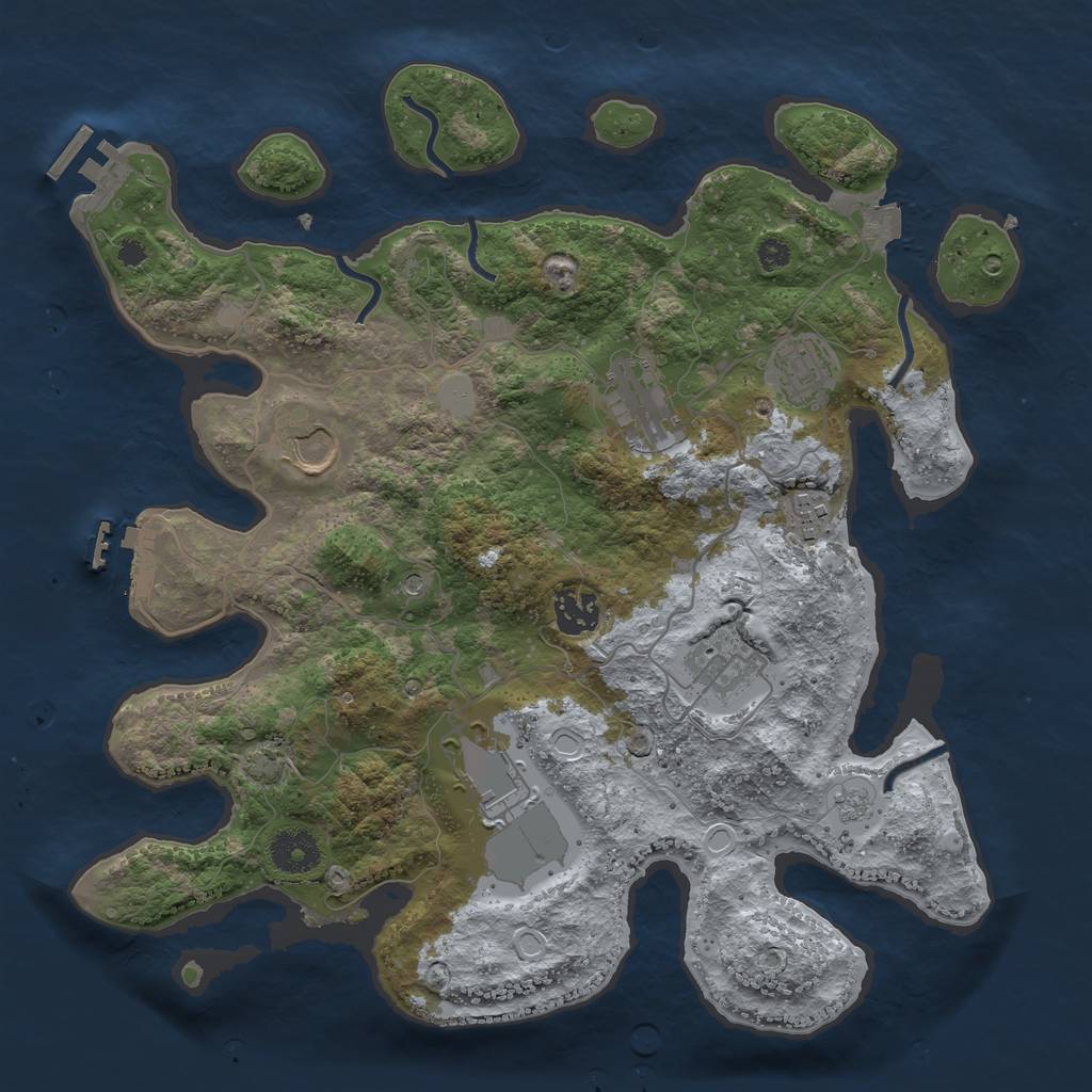 Rust Map: Procedural Map, Size: 3500, Seed: 955683845, 15 Monuments