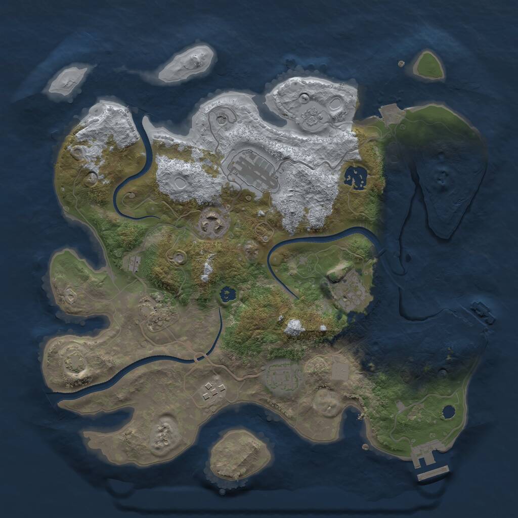 Rust Map: Procedural Map, Size: 3250, Seed: 3453675, 13 Monuments