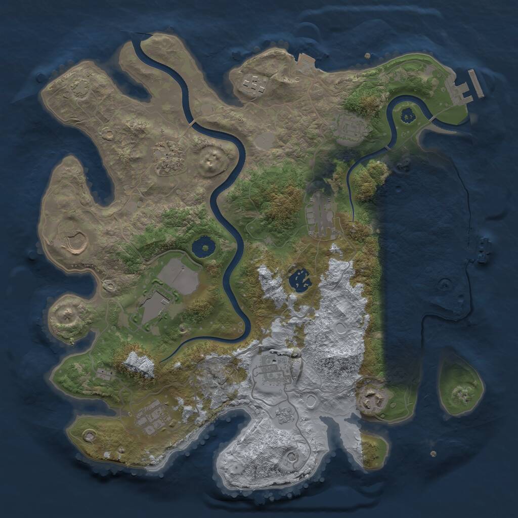Rust Map: Procedural Map, Size: 3500, Seed: 772182357, 16 Monuments