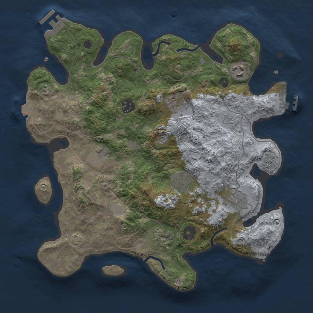 Rust Map: Procedural Map, Size: 3300, Seed: 877853, 16 Monuments