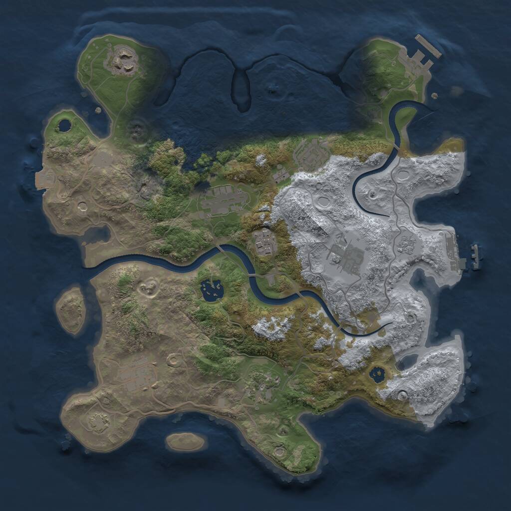 Rust Map: Procedural Map, Size: 3300, Seed: 877853, 14 Monuments