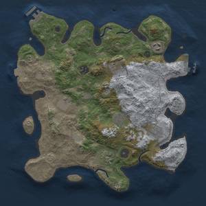 Thumbnail Rust Map: Procedural Map, Size: 3300, Seed: 877853, 16 Monuments