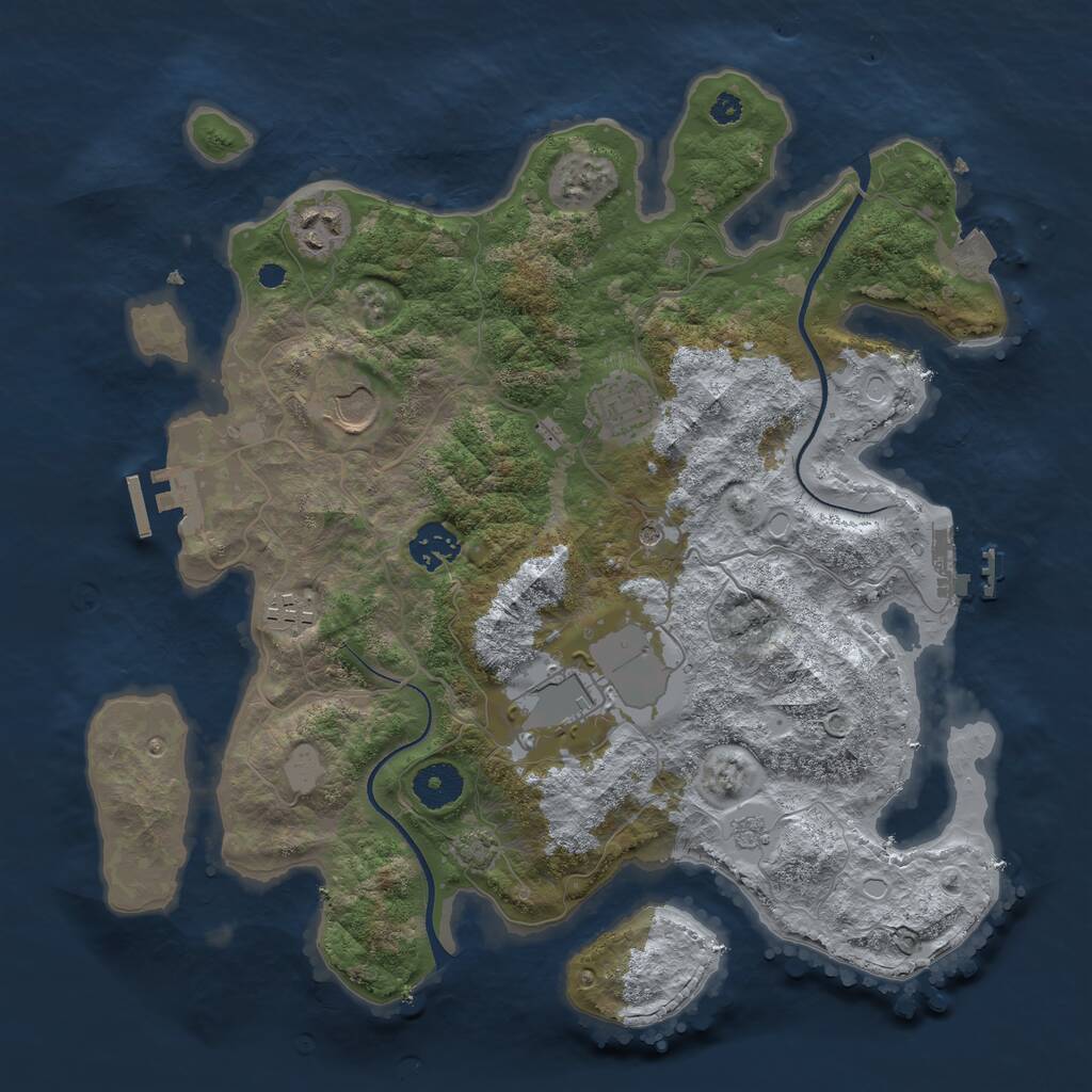 Rust Map: Procedural Map, Size: 3500, Seed: 1340206999, 12 Monuments