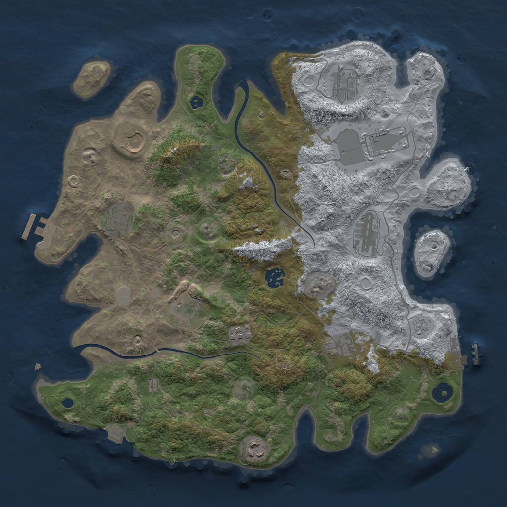 Rust Map: Procedural Map, Size: 3800, Seed: 57288739, 16 Monuments
