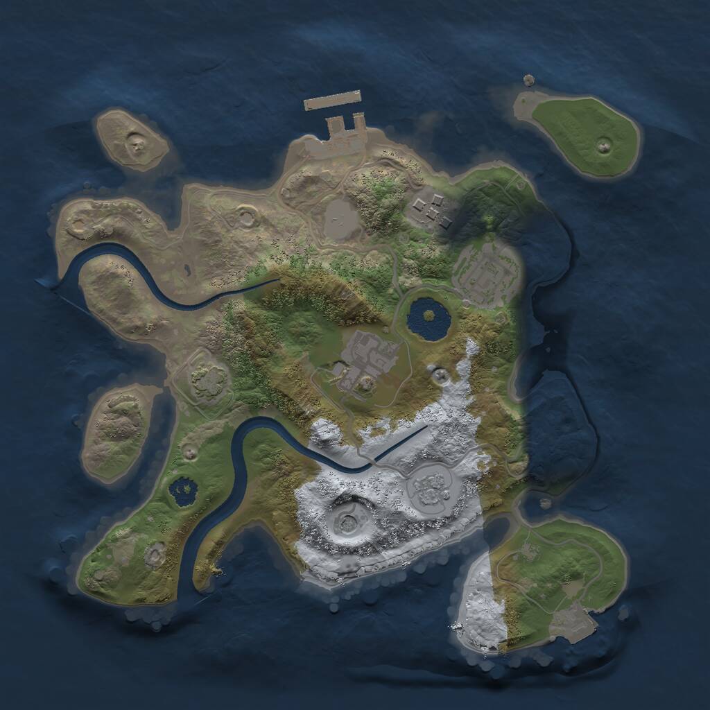 Rust Map: Procedural Map, Size: 2500, Seed: 1129805239, 8 Monuments