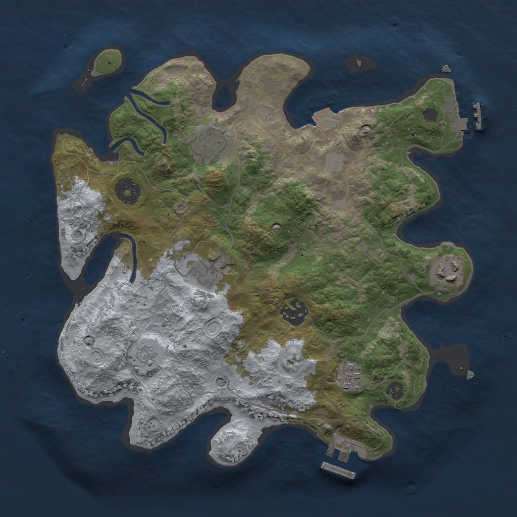 Rust Map: Procedural Map, Size: 3000, Seed: 1379988423, 12 Monuments