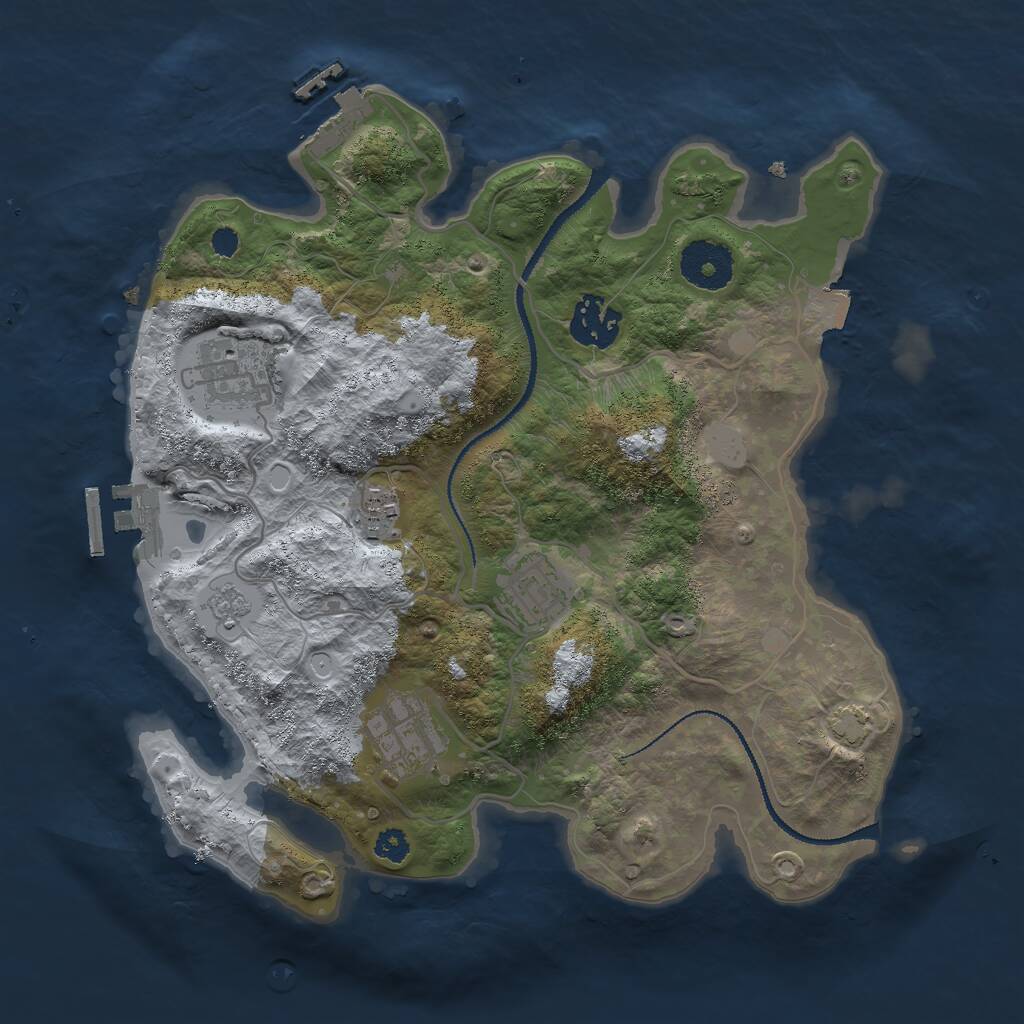 Rust Map: Procedural Map, Size: 3000, Seed: 2501750, 10 Monuments