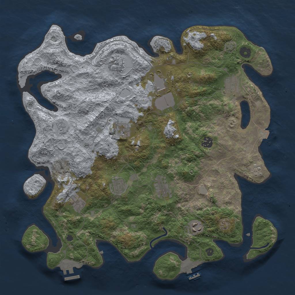 Rust Map: Procedural Map, Size: 3900, Seed: 479256806, 18 Monuments