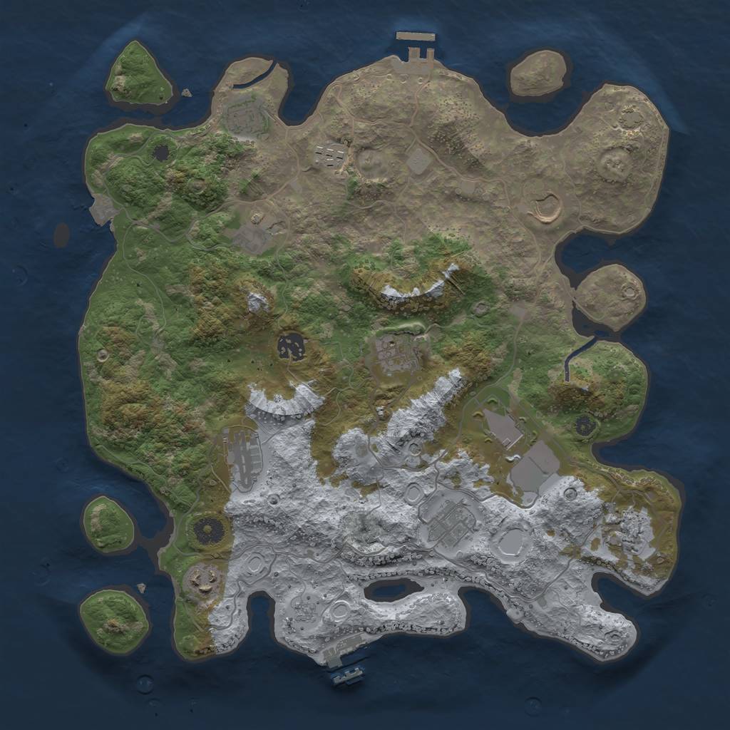 Rust Map: Procedural Map, Size: 3800, Seed: 504717285, 19 Monuments