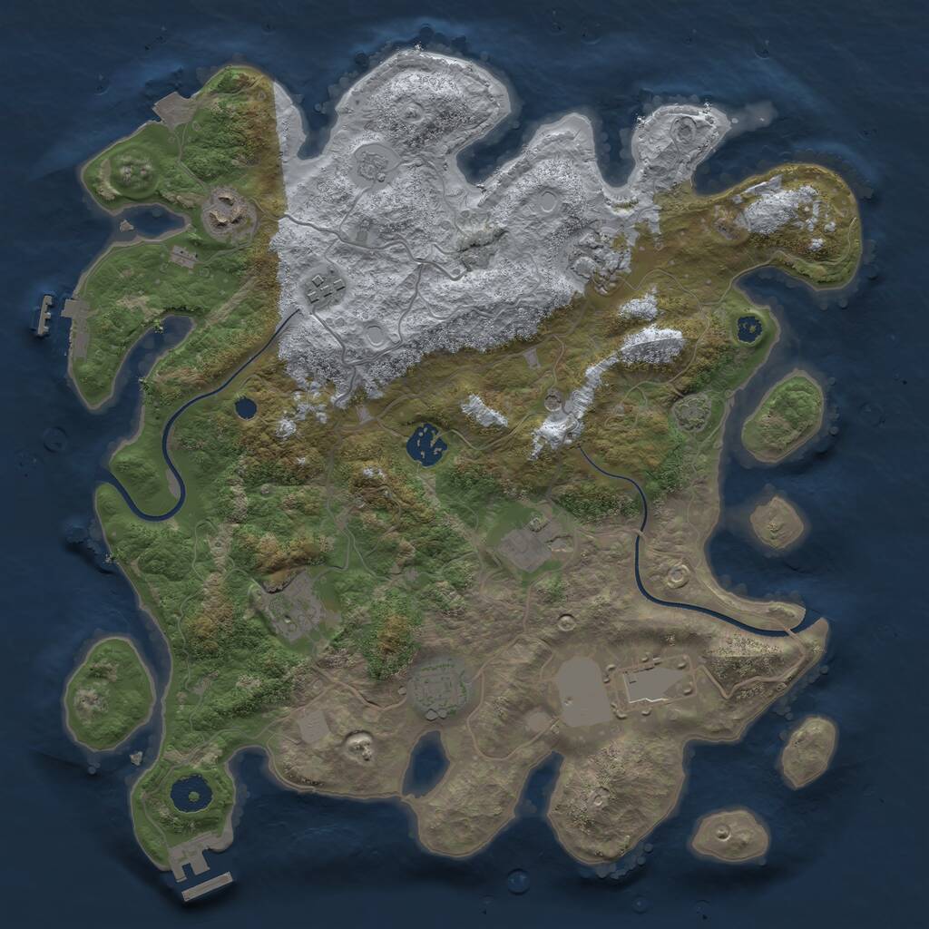 Rust Map: Procedural Map, Size: 3600, Seed: 20907, 14 Monuments