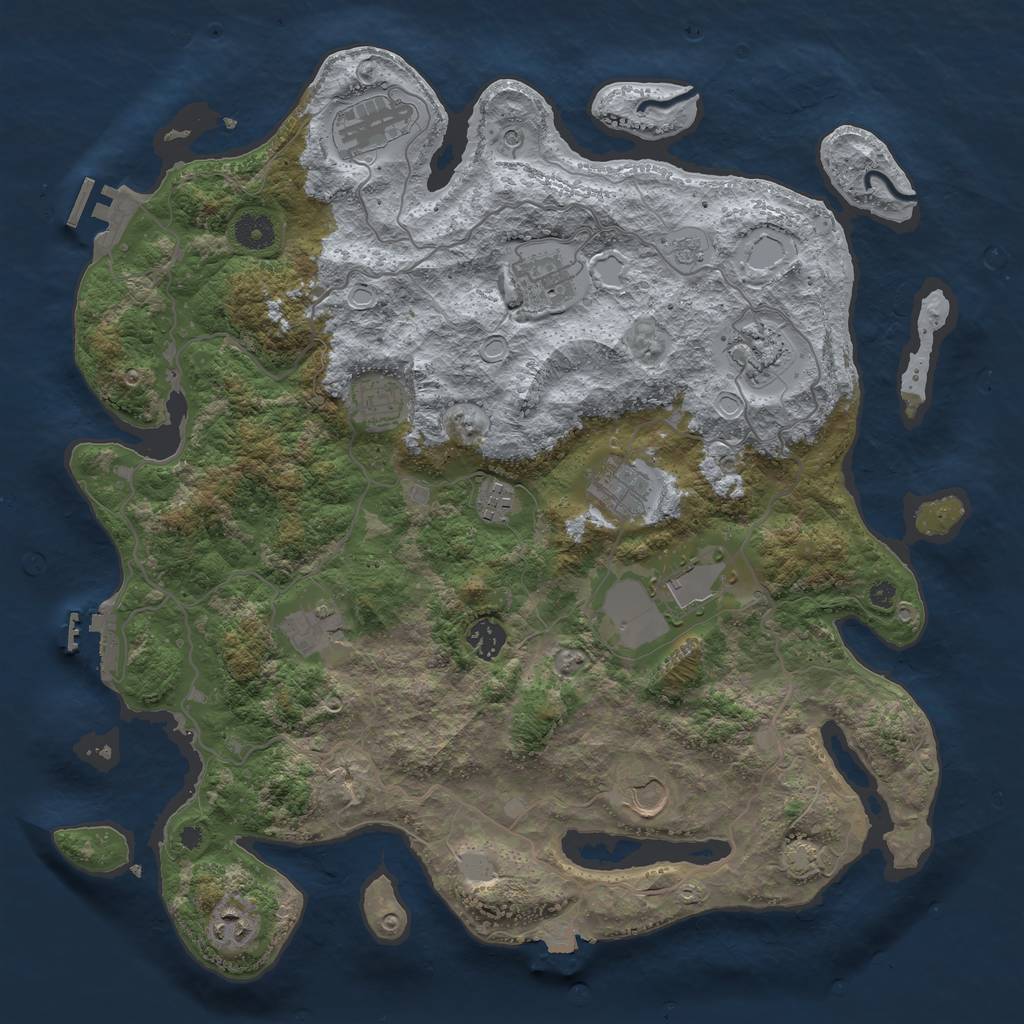 Rust Map: Procedural Map, Size: 4000, Seed: 524592956, 19 Monuments