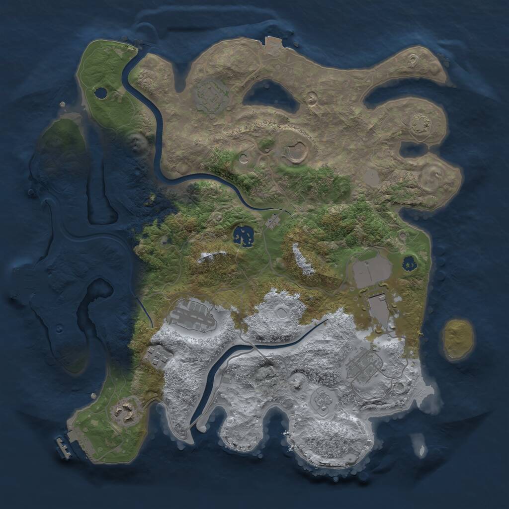 Rust Map: Procedural Map, Size: 3500, Seed: 120315315, 14 Monuments