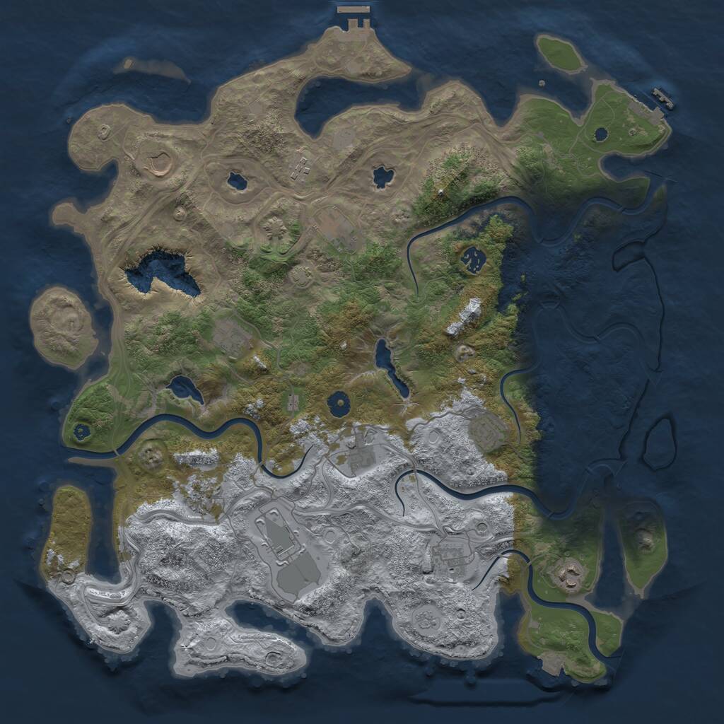 Rust Map: Procedural Map, Size: 4500, Seed: 1244710441, 17 Monuments