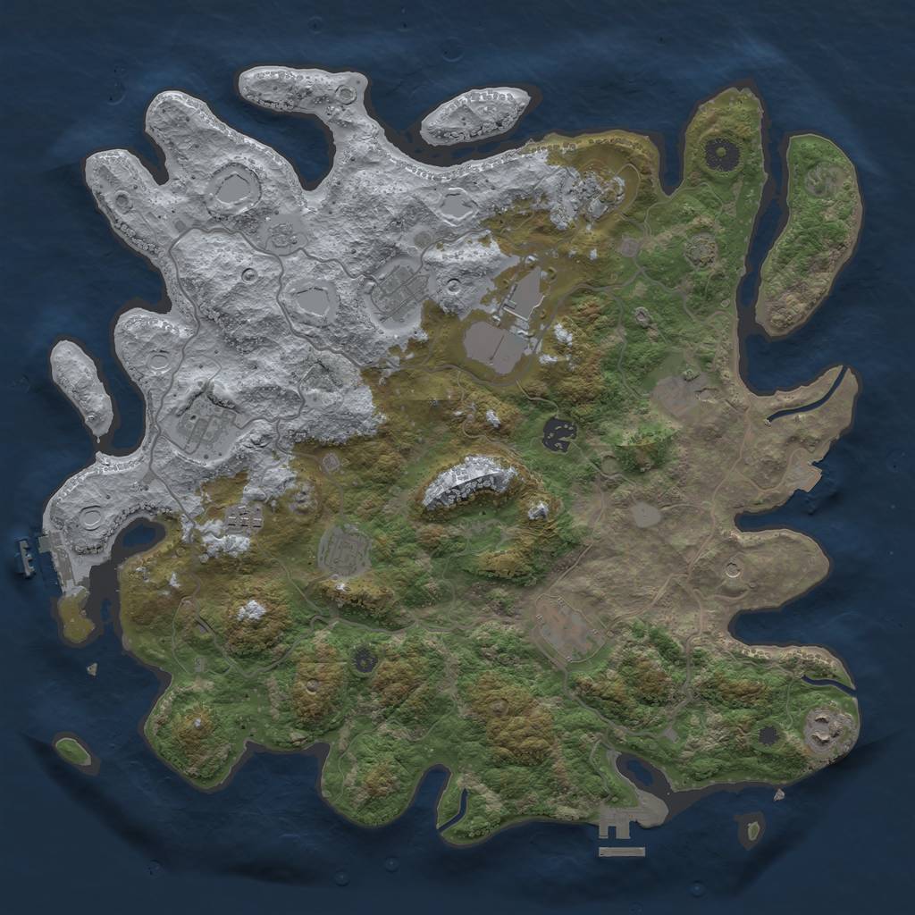 Rust Map: Procedural Map, Size: 4000, Seed: 464564, 18 Monuments