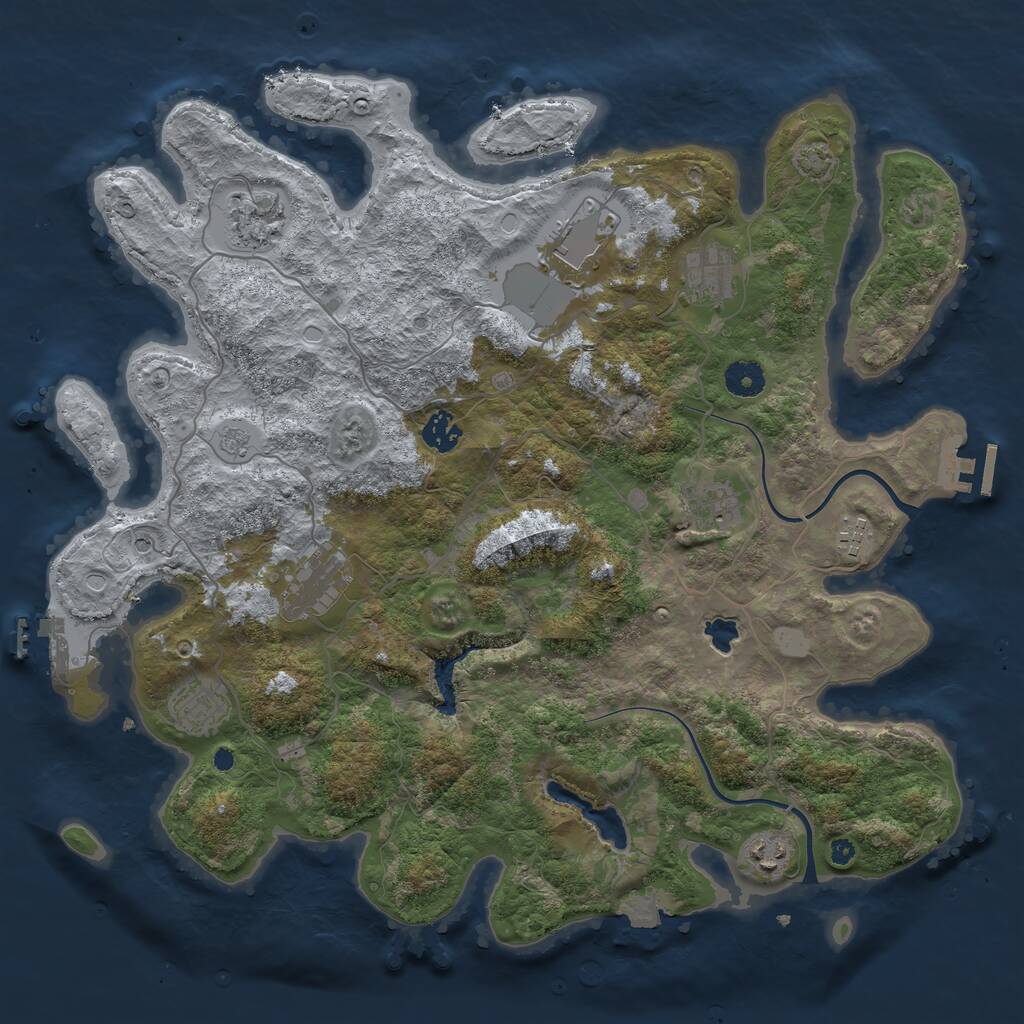 Rust Map: Procedural Map, Size: 4000, Seed: 464564, 15 Monuments