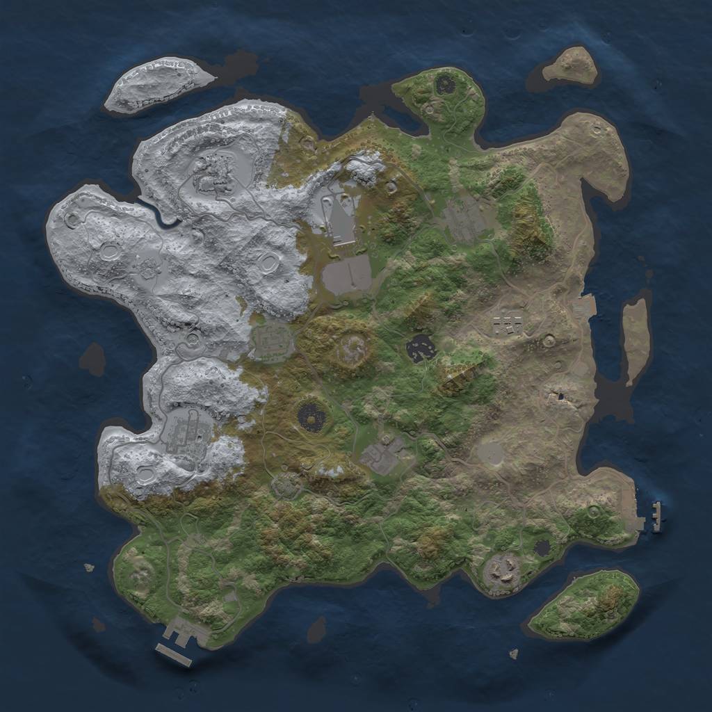 Rust Map: Procedural Map, Size: 3750, Seed: 514694555, 17 Monuments