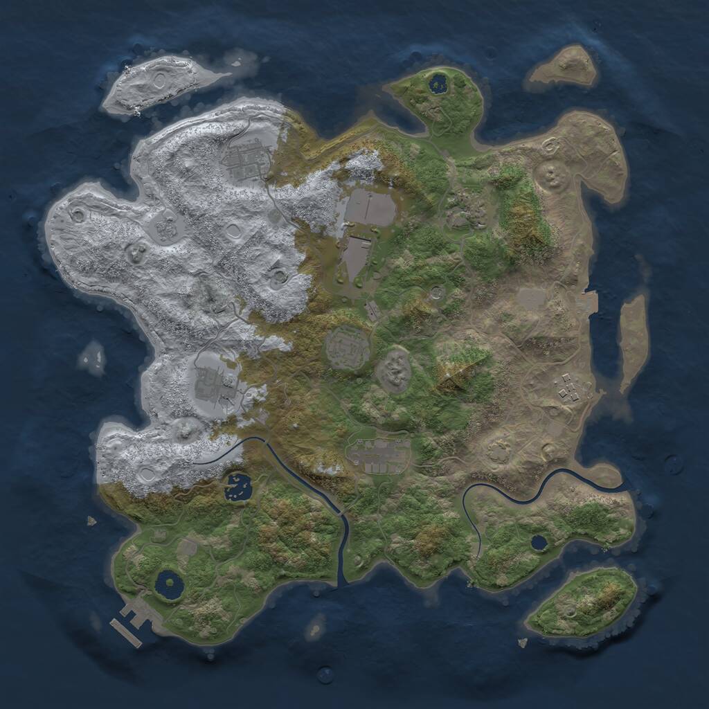 Rust Map: Procedural Map, Size: 3750, Seed: 514694555, 13 Monuments