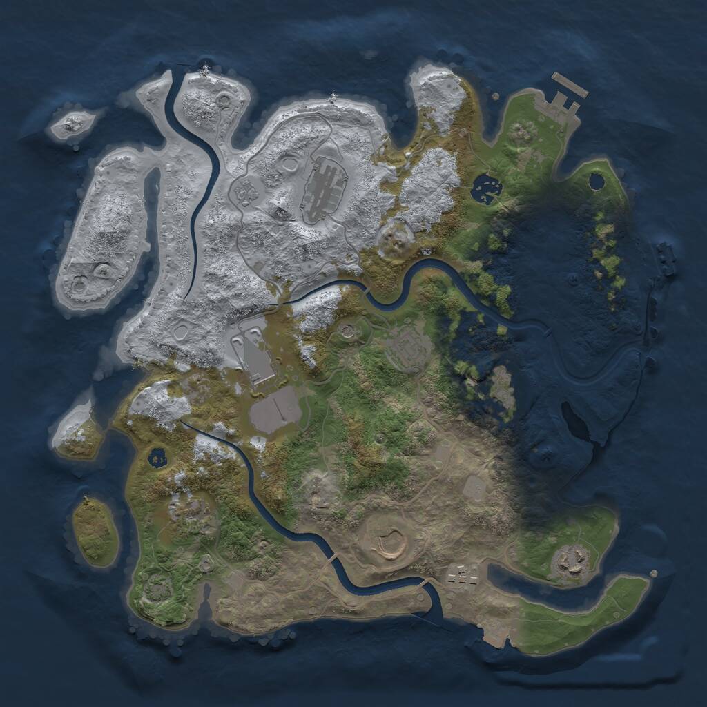 Rust Map: Procedural Map, Size: 3600, Seed: 535489849, 15 Monuments