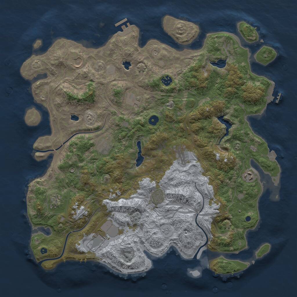 Rust Map: Procedural Map, Size: 4500, Seed: 1195655937, 16 Monuments