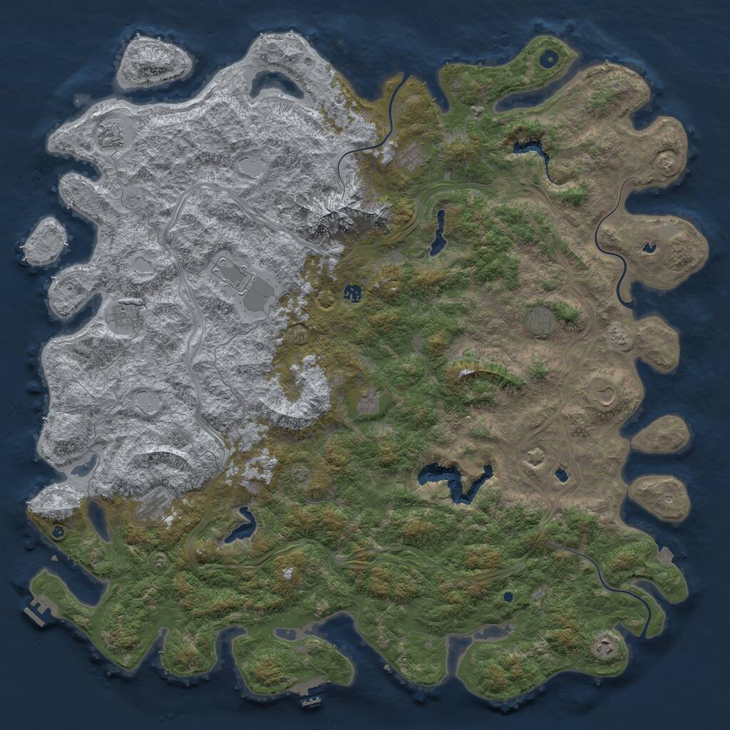 Rust Map: Procedural Map, Size: 6000, Seed: 702503201, 17 Monuments