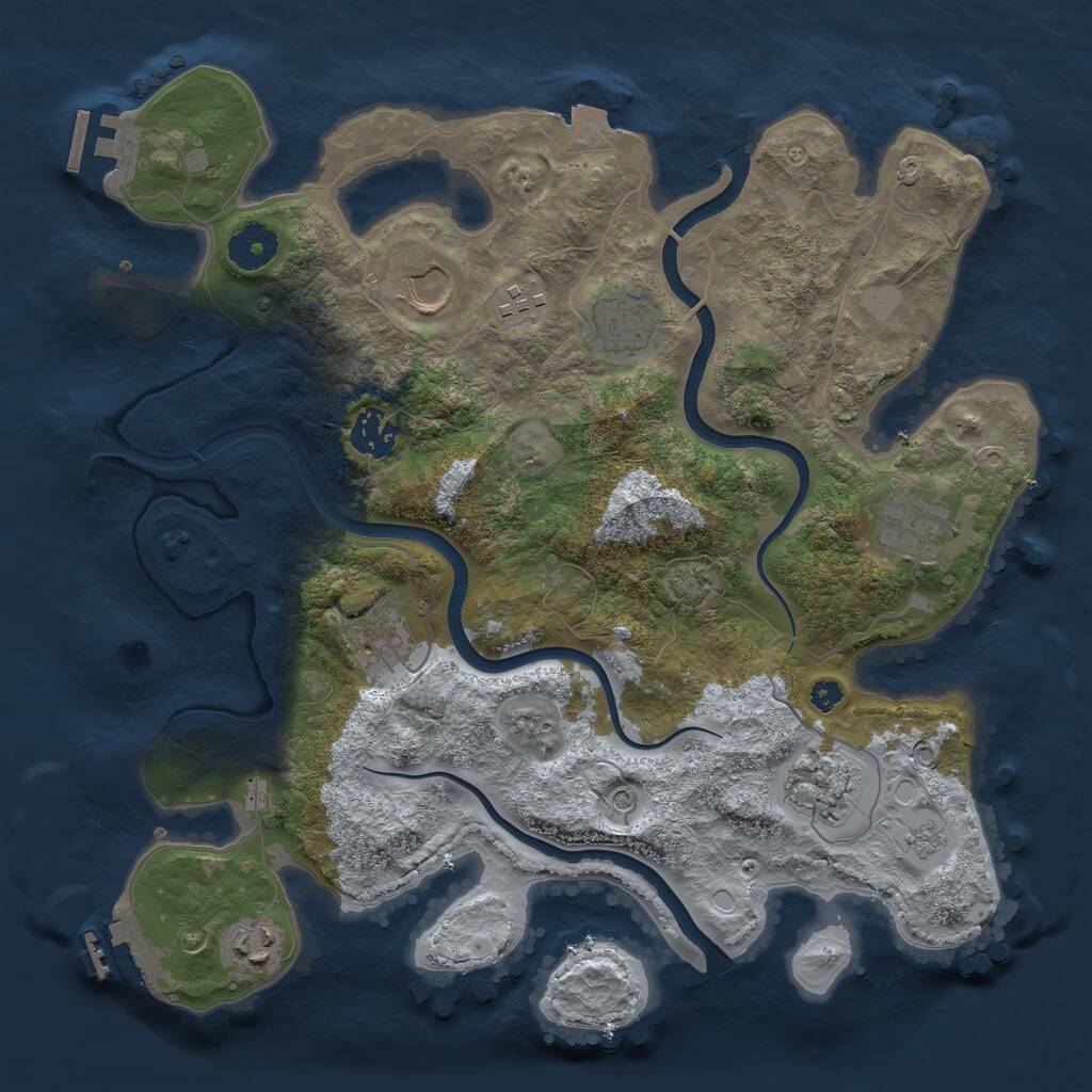 Rust Map: Procedural Map, Size: 3500, Seed: 94265465, 14 Monuments
