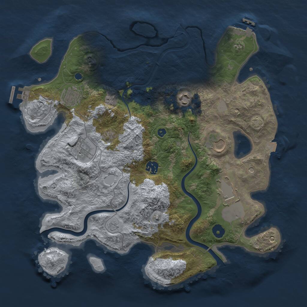 Rust Map: Procedural Map, Size: 3600, Seed: 90724, 13 Monuments