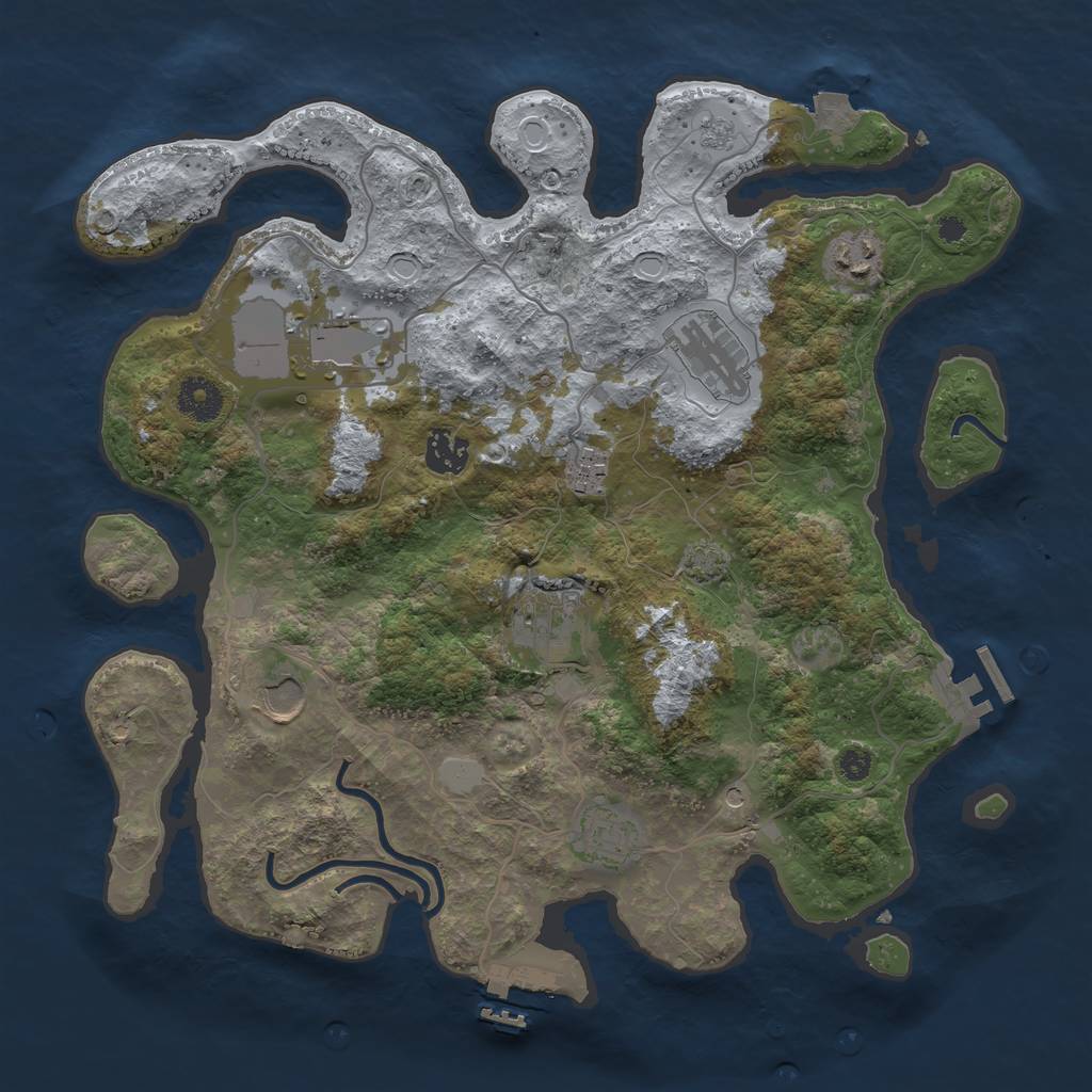 Rust Map: Procedural Map, Size: 3600, Seed: 692, 16 Monuments