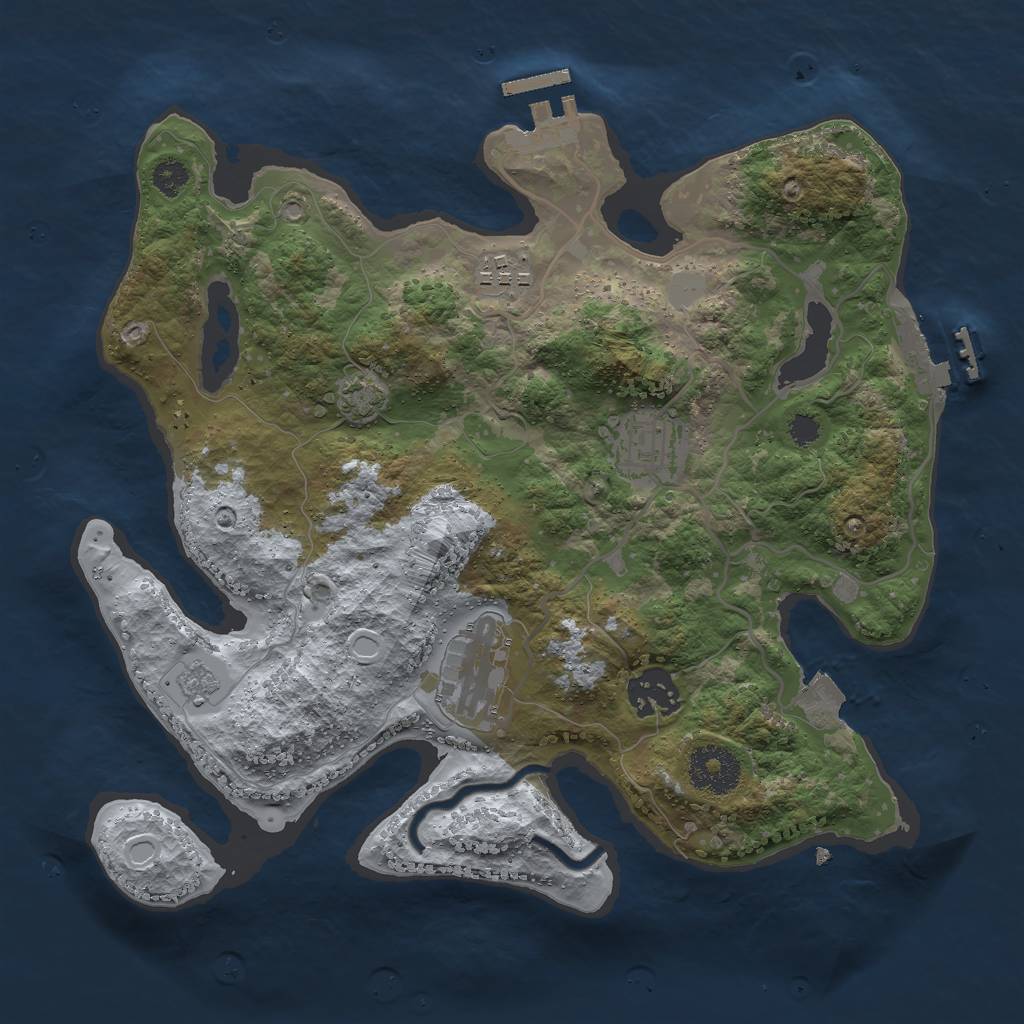 Rust Map: Procedural Map, Size: 3000, Seed: 7307, 11 Monuments